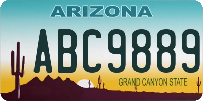 AZ license plate ABC9889