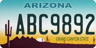 AZ license plate ABC9892
