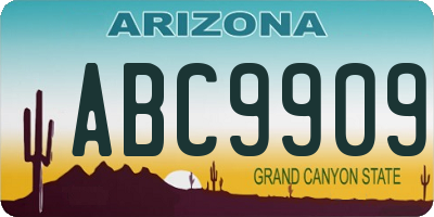 AZ license plate ABC9909