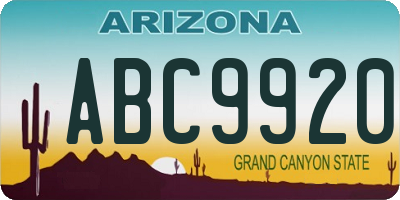 AZ license plate ABC9920