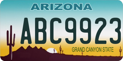AZ license plate ABC9923