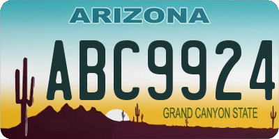 AZ license plate ABC9924