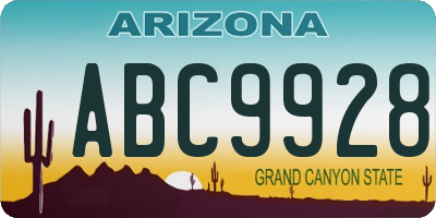 AZ license plate ABC9928