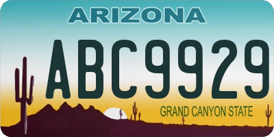 AZ license plate ABC9929