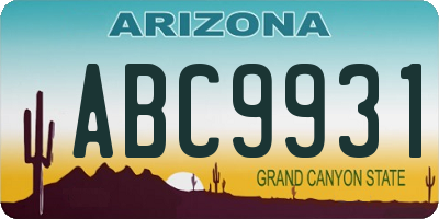 AZ license plate ABC9931