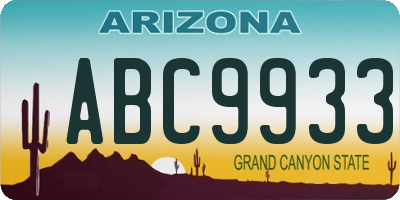 AZ license plate ABC9933