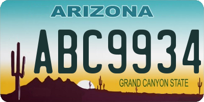 AZ license plate ABC9934
