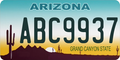 AZ license plate ABC9937