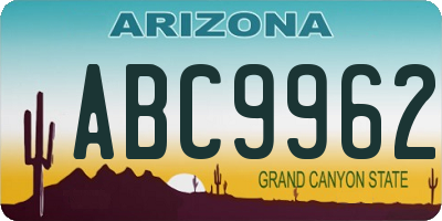 AZ license plate ABC9962