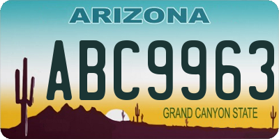 AZ license plate ABC9963