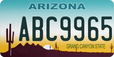AZ license plate ABC9965