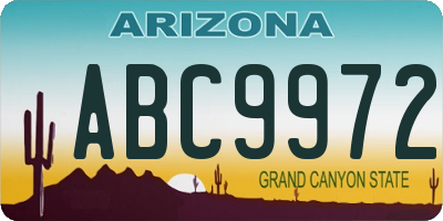 AZ license plate ABC9972