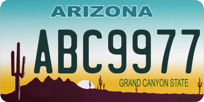AZ license plate ABC9977