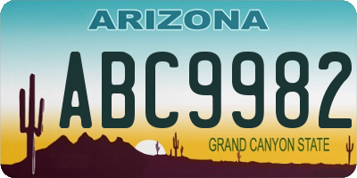 AZ license plate ABC9982