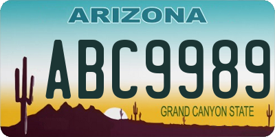 AZ license plate ABC9989