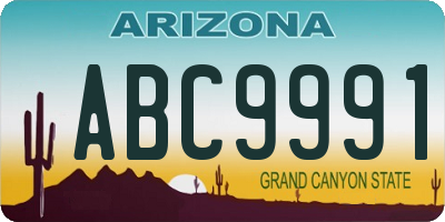 AZ license plate ABC9991
