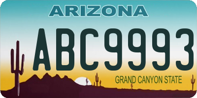 AZ license plate ABC9993
