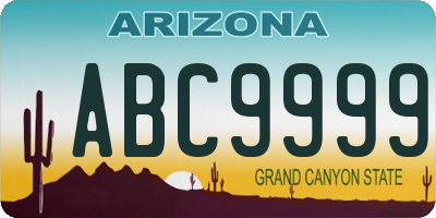 AZ license plate ABC9999