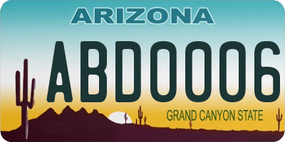 AZ license plate ABD0006