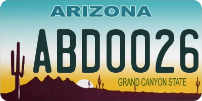 AZ license plate ABD0026