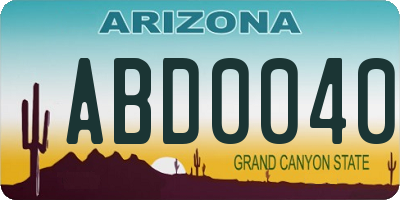 AZ license plate ABD0040