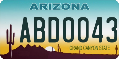 AZ license plate ABD0043