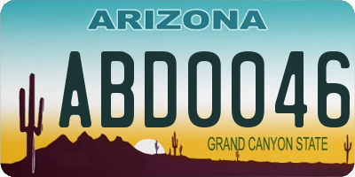 AZ license plate ABD0046
