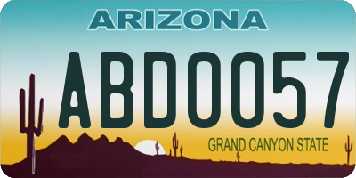 AZ license plate ABD0057
