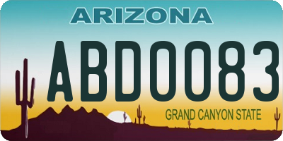 AZ license plate ABD0083