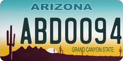 AZ license plate ABD0094