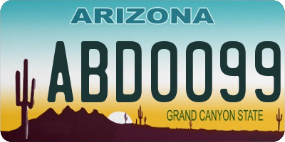 AZ license plate ABD0099