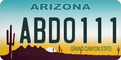 AZ license plate ABD0111