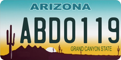 AZ license plate ABD0119