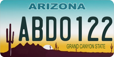 AZ license plate ABD0122