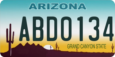 AZ license plate ABD0134
