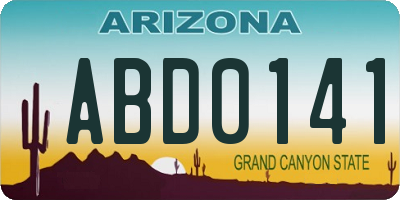 AZ license plate ABD0141