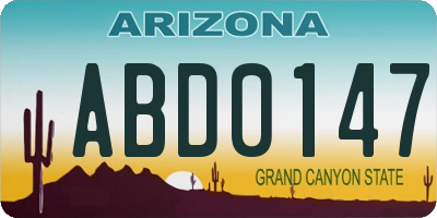 AZ license plate ABD0147
