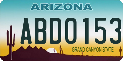 AZ license plate ABD0153