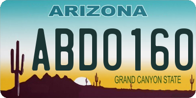 AZ license plate ABD0160