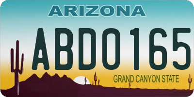 AZ license plate ABD0165