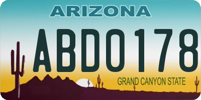 AZ license plate ABD0178