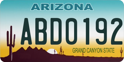 AZ license plate ABD0192