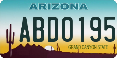 AZ license plate ABD0195