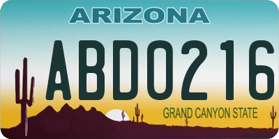 AZ license plate ABD0216