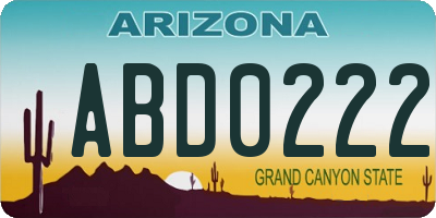 AZ license plate ABD0222