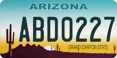 AZ license plate ABD0227