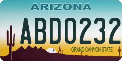 AZ license plate ABD0232