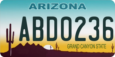 AZ license plate ABD0236