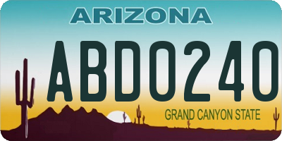 AZ license plate ABD0240