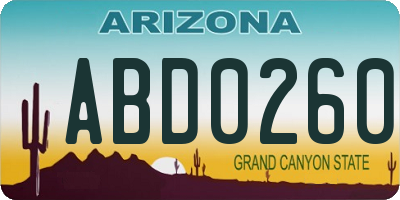 AZ license plate ABD0260